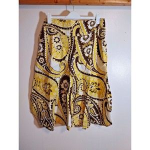 Talbot's Women's 10 Yellow Brown Skirt Geometric Groovy Vintage